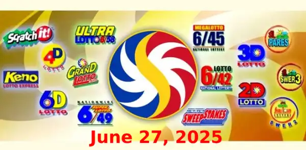 PCSO lotto results today June 27 logo