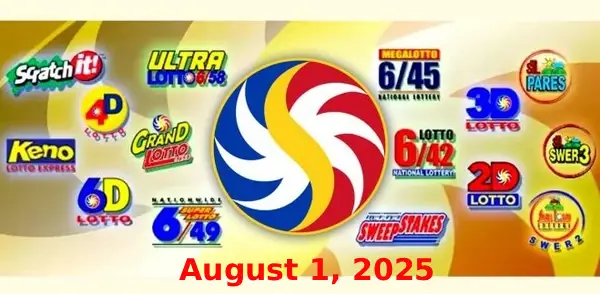 August 1 PCSO Lotto Results Today logo